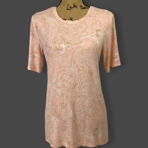 Liz Claiborne English Rose Womens Round Neck Short Sleeve Tunic Top spring